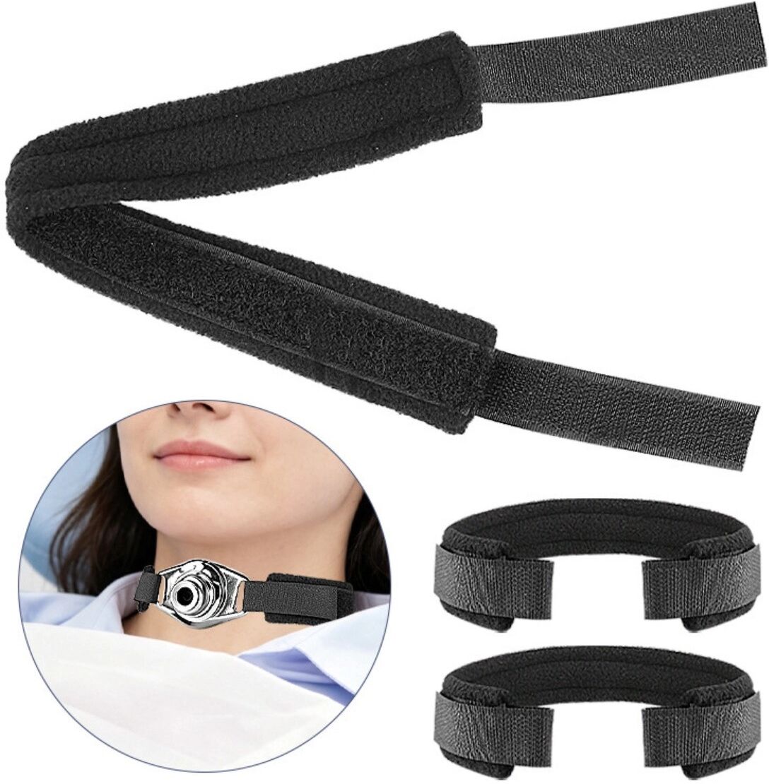 INF Tracheostomieband zur Fixierung – Weiches atmungsaktives Polyester mit Klettverschluss für sichere Stabilisierung und