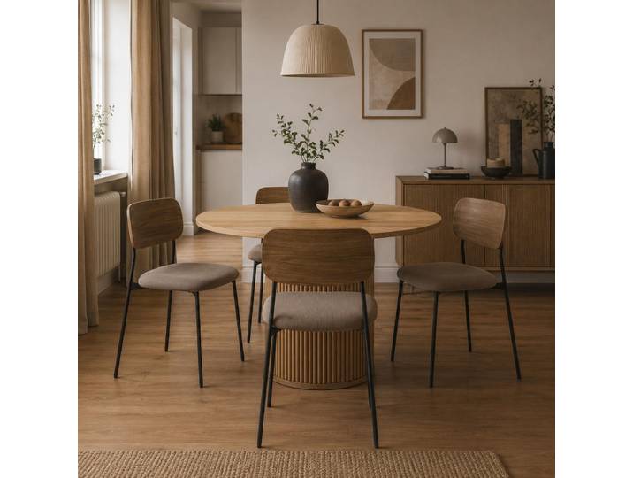 CALICOSY - Lot de 4 Chaises en tissu côtelé taupe L44 cm - NOAN