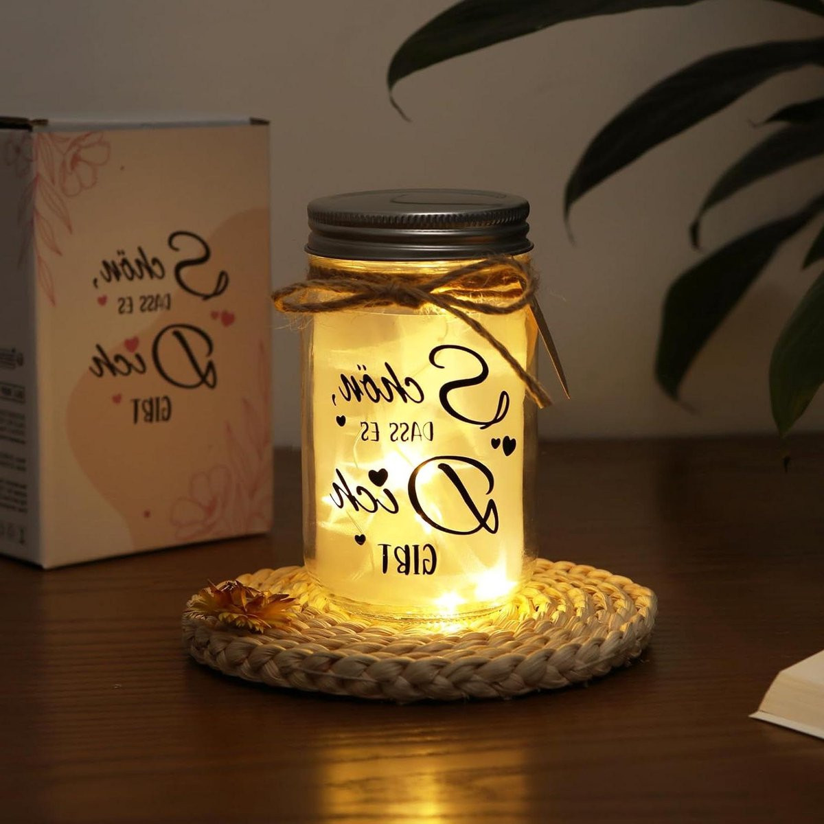 Led Flessenlamp Decoratieve Sfeerverlichting met Spreuk en Spaarpot - Zwart