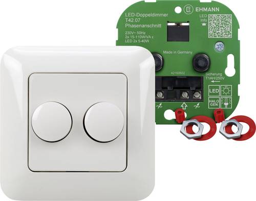 Ehmann 4260c0701 Unterputz Dimmer Geeignet für Leuchtmittel: LED-Lampe, Glühlampe, Halogenlampe Weiß