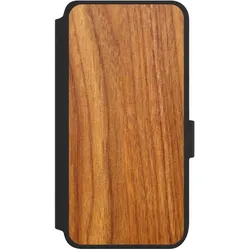 Nivocase Klapphülle für Samsung Galaxy S25 Handyhülle aus Kunst Leder NIVOflip schwarz Holz Holzoptik (Samsung Galaxy S25), Smartphone Hülle, Schwarz