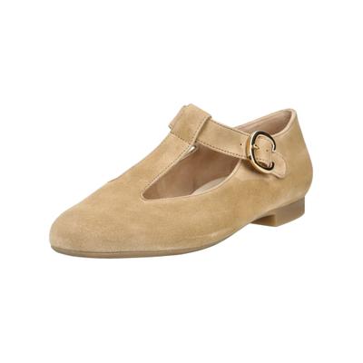 Riemchenballerina PAUL GREEN "Paul Green Ballerinas Leder", Damen, Gr. 39, Leder, beige, Schuhe Riemchenballerina