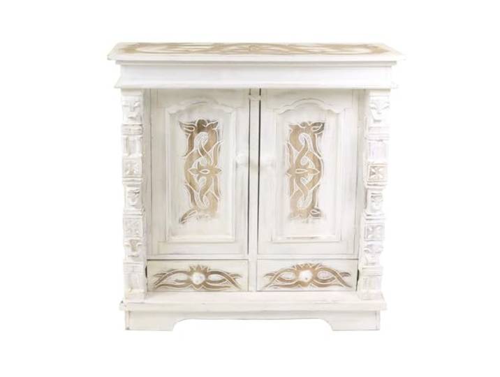 Oriental Galerie Schrank Kommode Sideboard Flurschrank Dielenschrank Telefonschrank Tribal 80 x 80 cm Weiß
