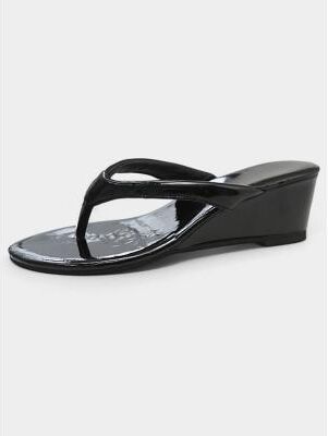 LightInthebox Women's Gold Wedge Flip Flop Sandals – Shiny Metallic Beach Slides for Summer Vacation, Travel, and Casual Wear