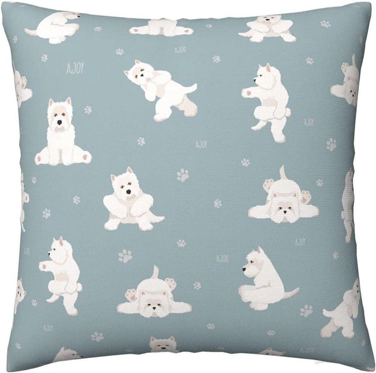 Zachte polyester kussenhoes met yoga en honden print - 45 x 45 cm