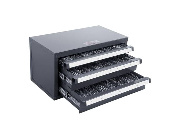 VEVOR Distributeur de forets à Trois tiroirs pour forets de 1 mm à 13 mm\, Armoire de Rangement en Acier avec étiquettes\, Distributeur de forets empilable pour Le Rangement de forets