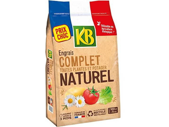 KB KBCOMP5 - Engrais Granulés Complet 5 kg - pour 3 Mois de Nourriture équilibrée - pour des Fruits et légumes Plus abondants - pour 100m² fertilisés - Fabriqué en France