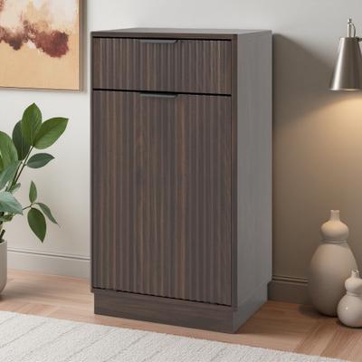 ZWYO HOSIMU Woodgrain 10-Gallon Tilt-Out Trash Cabinet with Wave-Textured Drawer and Pull-Out Bin for Kitchen, Bathroom, or Living Room