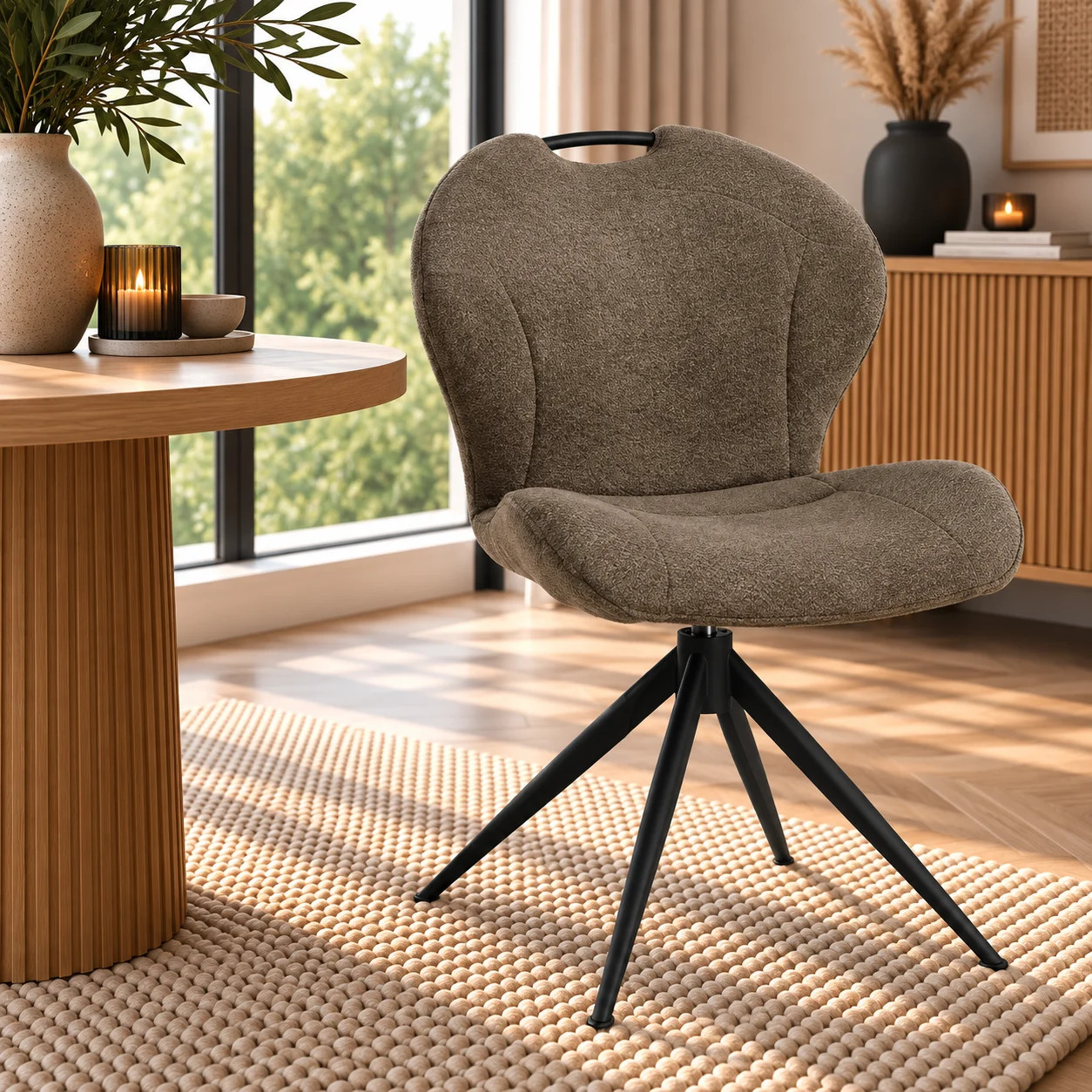 WoonMax Eettafelstoel River Movie - Taupe - Modern Textiel