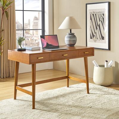 "HULALA HOME Erich Mid Century Modern 48"" Computer Desk with USB"