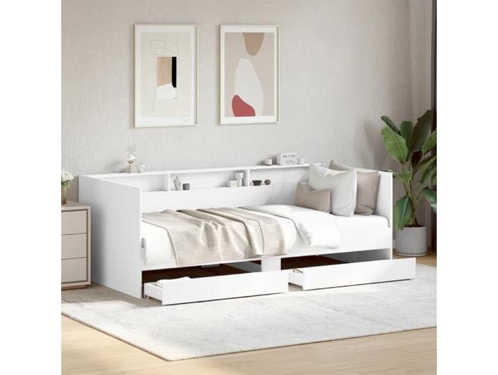 Lit de jour - JILI - LL1642 - Blanc - 90x190 cm - Avec tiroirs