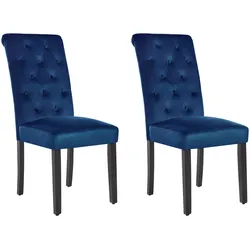 ESSZIMMERSTUHL 2er-Set Samtstoff Dunkelblau Velva