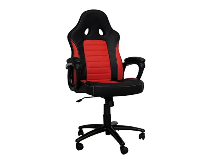 LC Power CL-RC-BR Gepolsterter Sitz Gepolsterte Rückenlehne - Stuhl (gepolsterter Sitz, gepolsterte Rückenlehne, schwarz, rot, schwarz, rot, Lederoptik, Lederimitat)