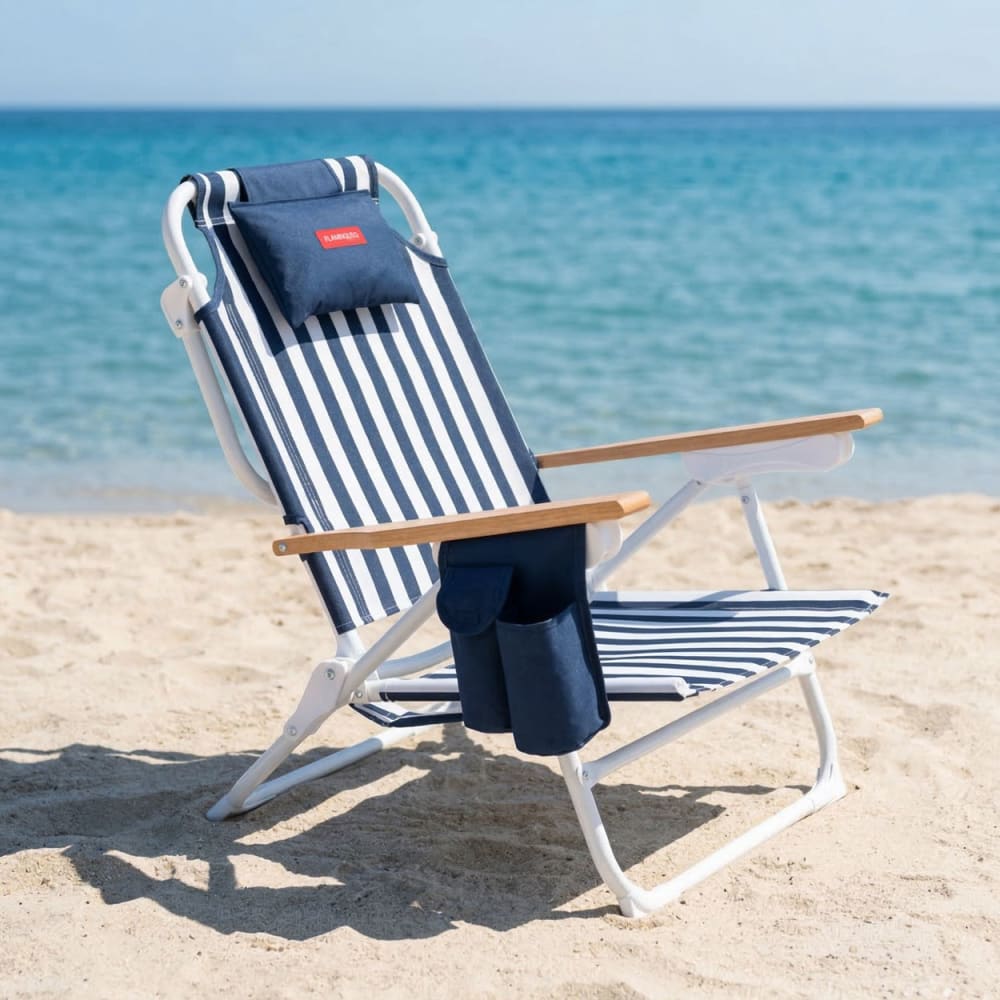 Flamingueo Chaise plage inclinable 5 positions aluminium bleu Bleu 64x78x61cm