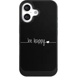 Nivocase Hülle für Apple iPhone 16 Handyhülle NIVOcore Case Schwarz Glück Sprüche Statement (Apple iPhone 16), Smartphone Hülle, Schwarz