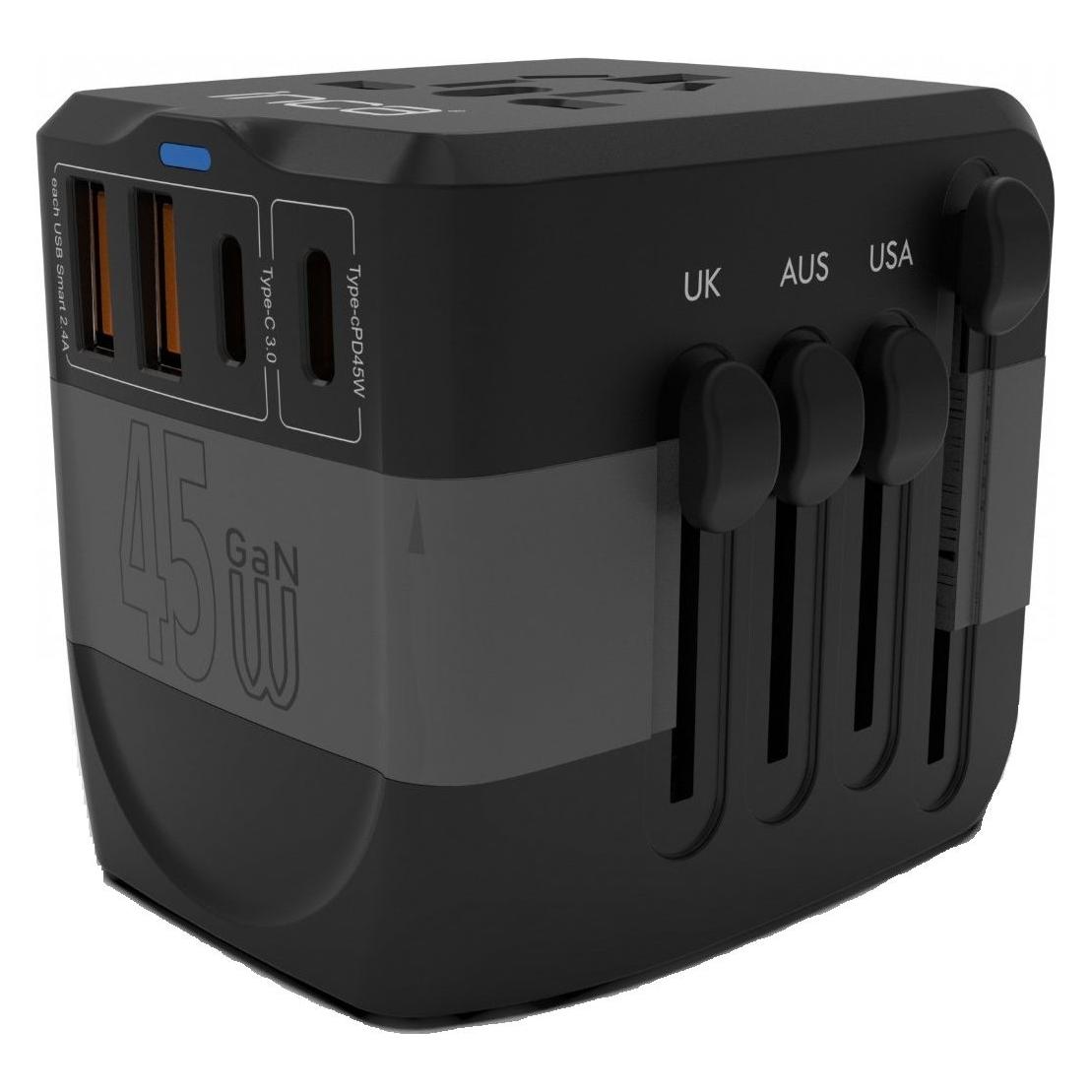 Inca Universal Reiseadapter +USA/EU/UK/AUS schwarz (IPW-45SA)