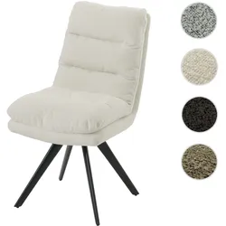 Esszimmerstuhl HWC-G66, Küchenstuhl Stuhl, drehbar Auto-Position Stoff/Textil Bouclé MVG ~ cremeweiß