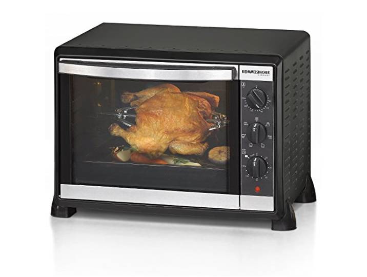 ROMMELSBACHER Back & Grill Ofen BG 1550, 30 Liter, 1550 W, schwarz 7 Heizarten, Umluft, Drehspieß, Temperaturen von 80-230 °C, Doppelverglasung