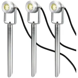 Elstead Lighting, Gartenbeleuchtung, Spennymoor LED Aussen-Stehleuchten 3-fach Erdspiess Eloxiertes Aluminium IP54 (IP54)