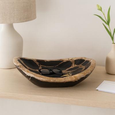 Sagebrook Home Petrifiend Oval Decorative Bowl - Modern Bowl with Distinctive Shape
