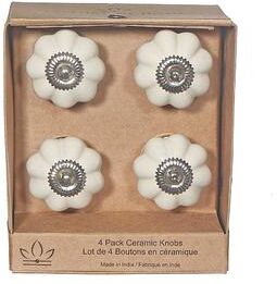 IH Casa Decor Decorative Scalloped Ceramic Knob Set Of 4 Ivory