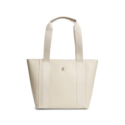 Tragetasche TOMMY HILFIGER "IM LATAM LOGO TOTE", Damen, Gr. B/H/T: 41cm x 30cm x 12cm, beige, Lederimitat, Taschen, Damen Schultertasche, Handtasche mit Logoschriftzug