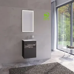 Keuco Stageline Waschtisch-Unterschrank 32822970102 Dekor Vulkanit, Glas Vulkanit satiniert, 46x62,5x38cm, mit Elektrik, rechts