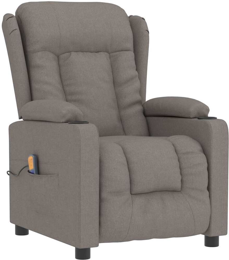 vidaXL Fauteuil de massage Taupe Tissu