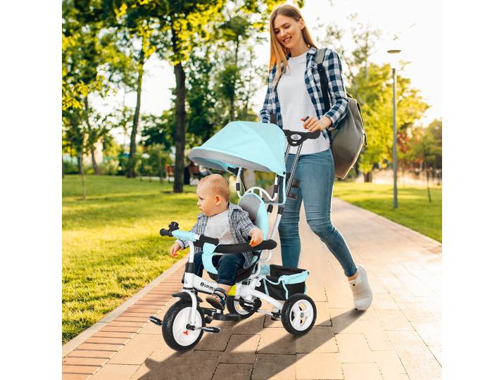 HOMCOM Tricycle Enfant 6 en 1 Vert avec Rangement et Sécurité