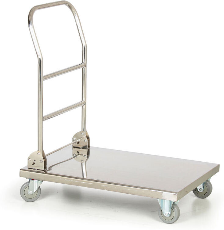 B2B Partner Edelstahlwagen mit klappbarem Griff, 820 x 520 mm