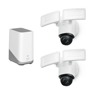 Floodlight Camera E340 (2-Cam Pack) + eufy HomeBase™ S380 White