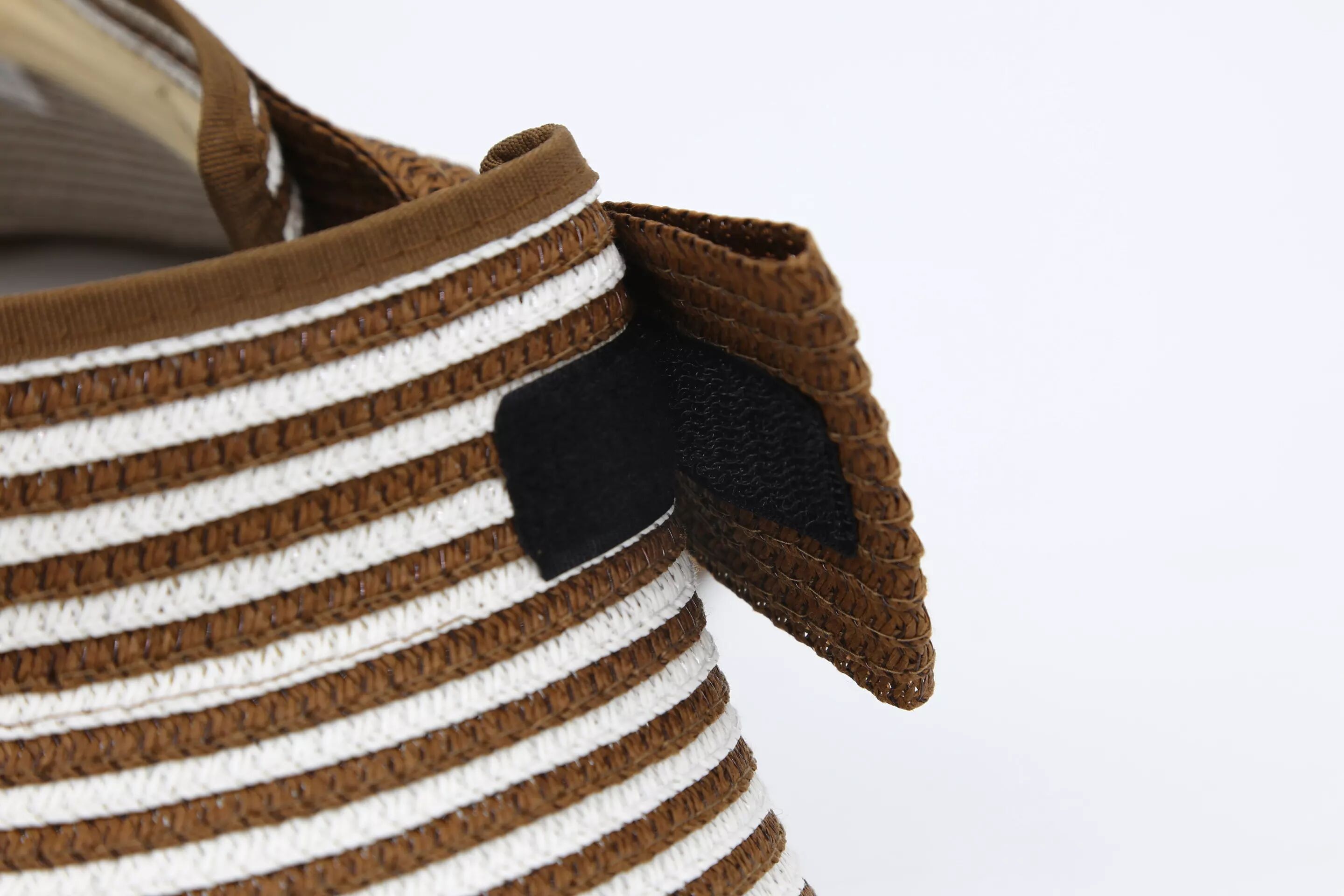 INF Chapeau de paille pare-soleil (taille unique) Rayé marron / blanc