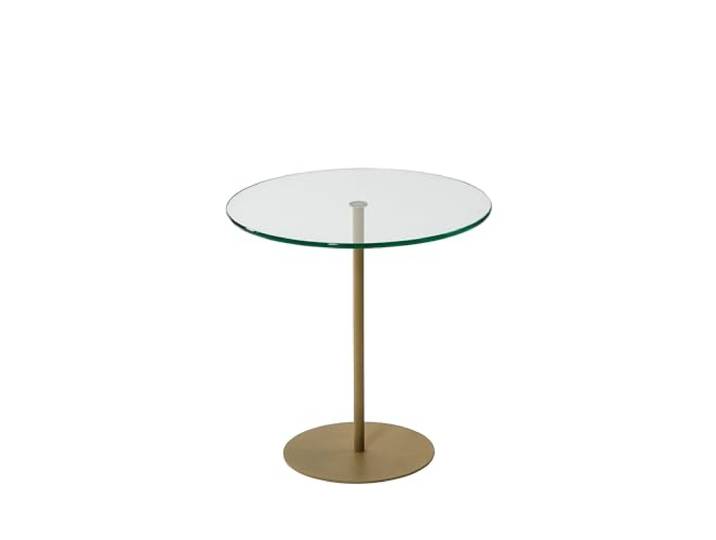 Hanah Home Moderner Goldener Beistelltisch, 50 x 50 x 50 cm Tischplatte aus 100% Sicherheitsglas & Gestell aus 100% Metall Glamouröses Design für stilvolle Wohnräume