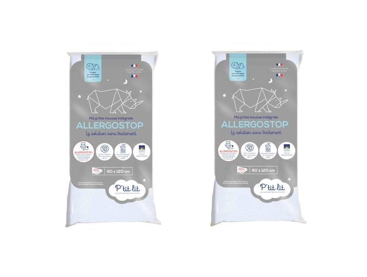 Lot de 2 protège matelas bébé Allergostop sans traitement 60x120 cm