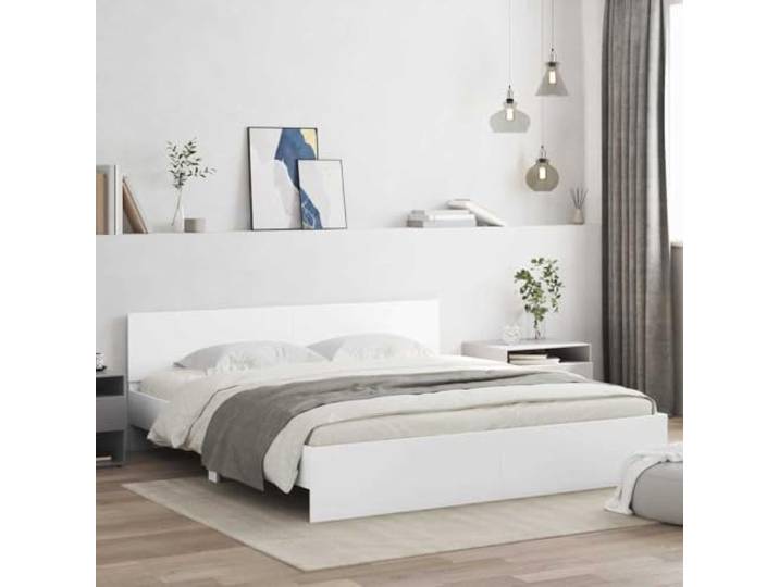 RJPLMFV Bettgestell, Wandmontage, Weiß, 137 x 190 cm, Holz Kopfteil an der Wand befestigt, minimalistisches Design, inklusive Latten, pflegeleicht