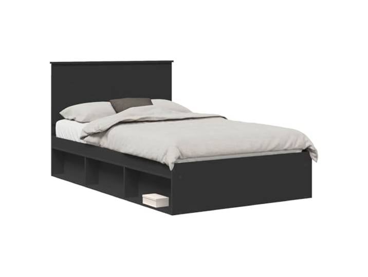 PUGYNBK Bettgestell Schwarz 120 x 200 cm Kiefer massiv Basis mit festen Brettern, minimalistisches Design, einfache Reinigung, vielseitig einsetzbar