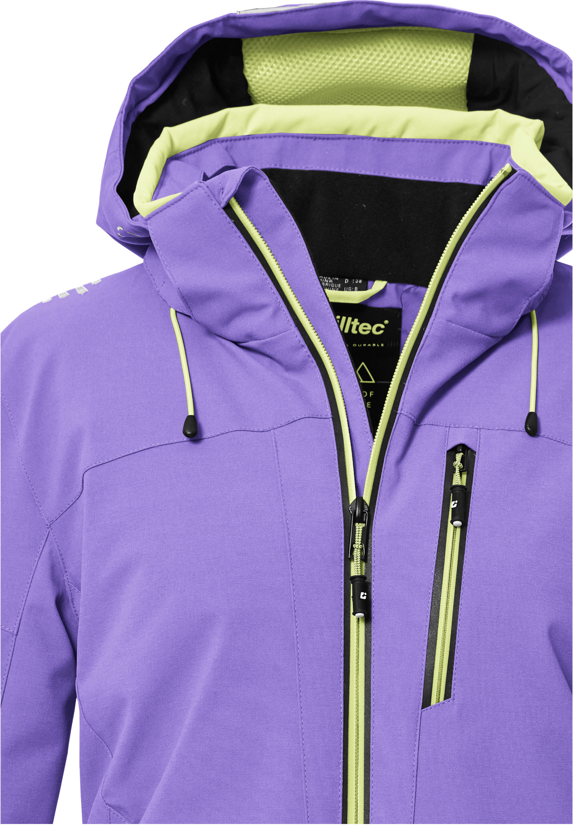 Skijacke KILLTEC "KSW 81 WMN SKI JCKT", Damen, Gr. 42, lila (lavendel), Obermaterial: 100% Polyester.Futter: 100% Polyester.Füllung: 100% Polyester, Jacken Skijacke, Wasserdichte, atmungsaktive Winterjacke mit abnehmbarer Kapuze lavendel 42