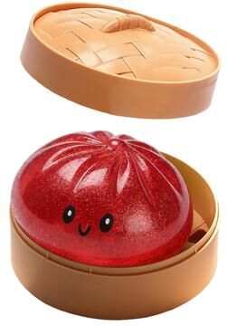 JoyToys Cute Dumpling Squishy Stress Relief Toy Bamboo Steamer Fidget Sensory Gift red