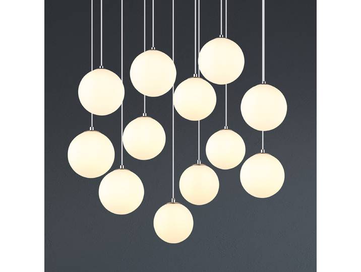 LED-Deckenleuchte Riha Typ D Ø 75cm Weiß/Silber Glasart: Opalglas Material: Glas, Metall Metallart: Eisen Oberfläche Metall: Lackiert LED G9