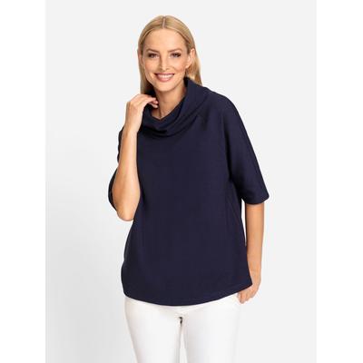 Oversize-Shirt HEINE "Oversized Shirt", Damen, Gr. 44, blau (marine), 70% Viskose, 25% Polyamid, 5% Elasthan, unifarben, Shirts