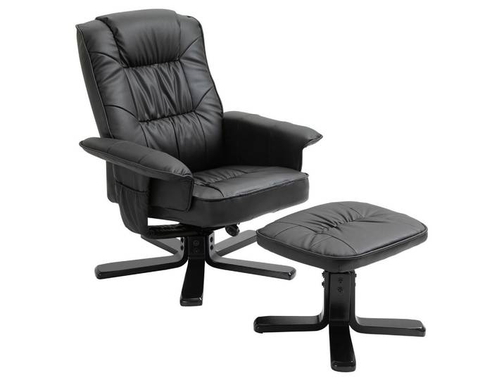 RELAXSESSEL KUNSTLEDER, SET MIT HOCKER CHARLY schwarz/schwarz