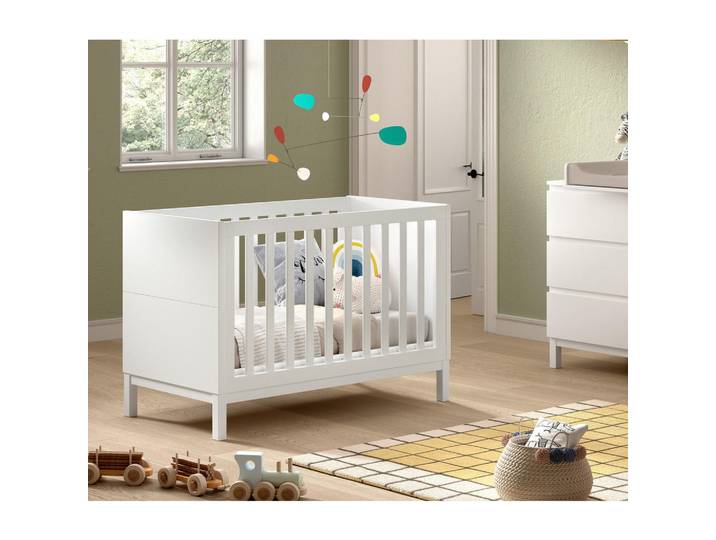 Vipack Gitterbett, Weiß, Holz, Kiefer, teilmassiv, 60x120 cm, als Beistellbett verwendbar, höhenverstellbar, Aufbauanleitung im Karton, Lattenrost inklusive, Babymöbel & Kindermöbel, Babyzimmer, Babybetten, Gitterbetten