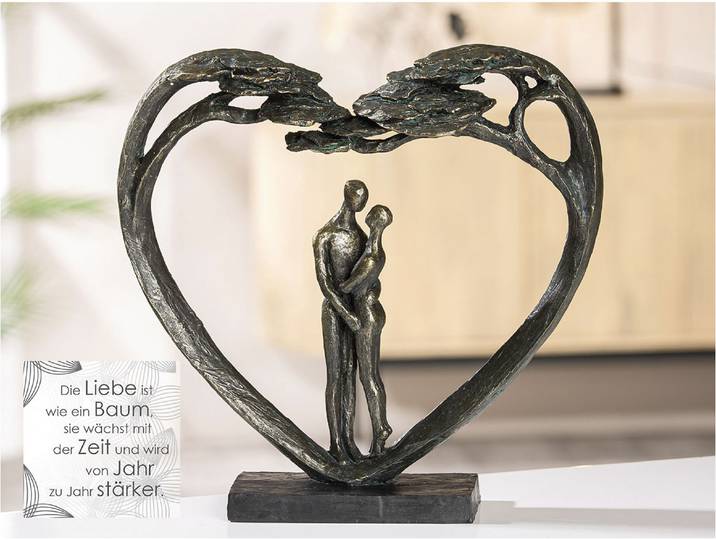 Dekofigur CASABLANCA BY GILDE Skulptur Love Tree , braun (bronzefarben), B:32cm H:31,5cm T:8cm, Kunstharz, Dekofiguren, Dekofigur