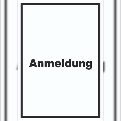 HB-Druck Anmeldung Schild mit Text Aufnahme hochkant A0 Rückseite selbstklebend
