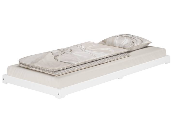 Weißes Niedrigflurbett Futon Extra Niedriges Holzbett 80x200 cm Kiefer