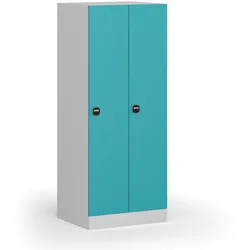 Metallspind S1, niedrig, 2 Abteile, 1500 x 600 x 500 mm, RFID-Schloss, grüne Tür