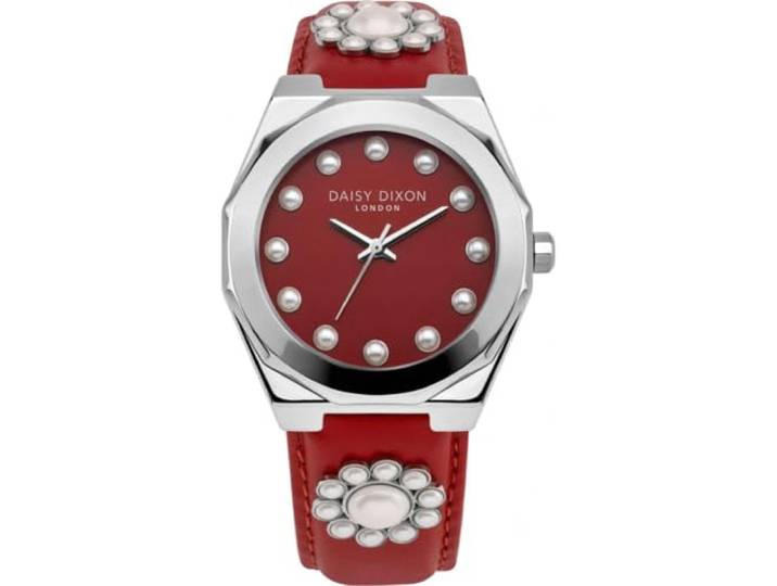 Daisy Dixon Analoog kwartshorloge voor dames, met leren armband DD136PS, rood, Riemen.