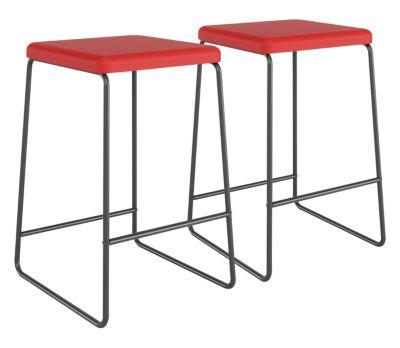 meet by Paperflow Barhocker Medso, Kunstleder/Metall, Sitzhöhe 75 cm, rot/mattschwarz, 2er-Set