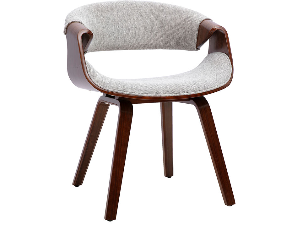 Miliboo Designstuhl aus Stoff in strukturierter Samtoptik, grau und dunklem Holz ARAMIS