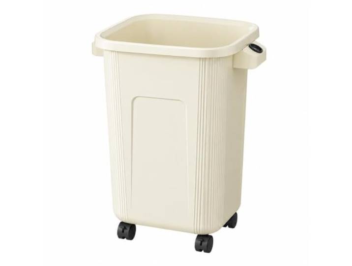 WSJJXS Hoher Abfalleimer mit Rädern, Ergonomischer Mülleimer für Küche Kein Bücken nötig, 360 Grad Rollen, doppelte Griffe, breite Öffnung(White,30L)